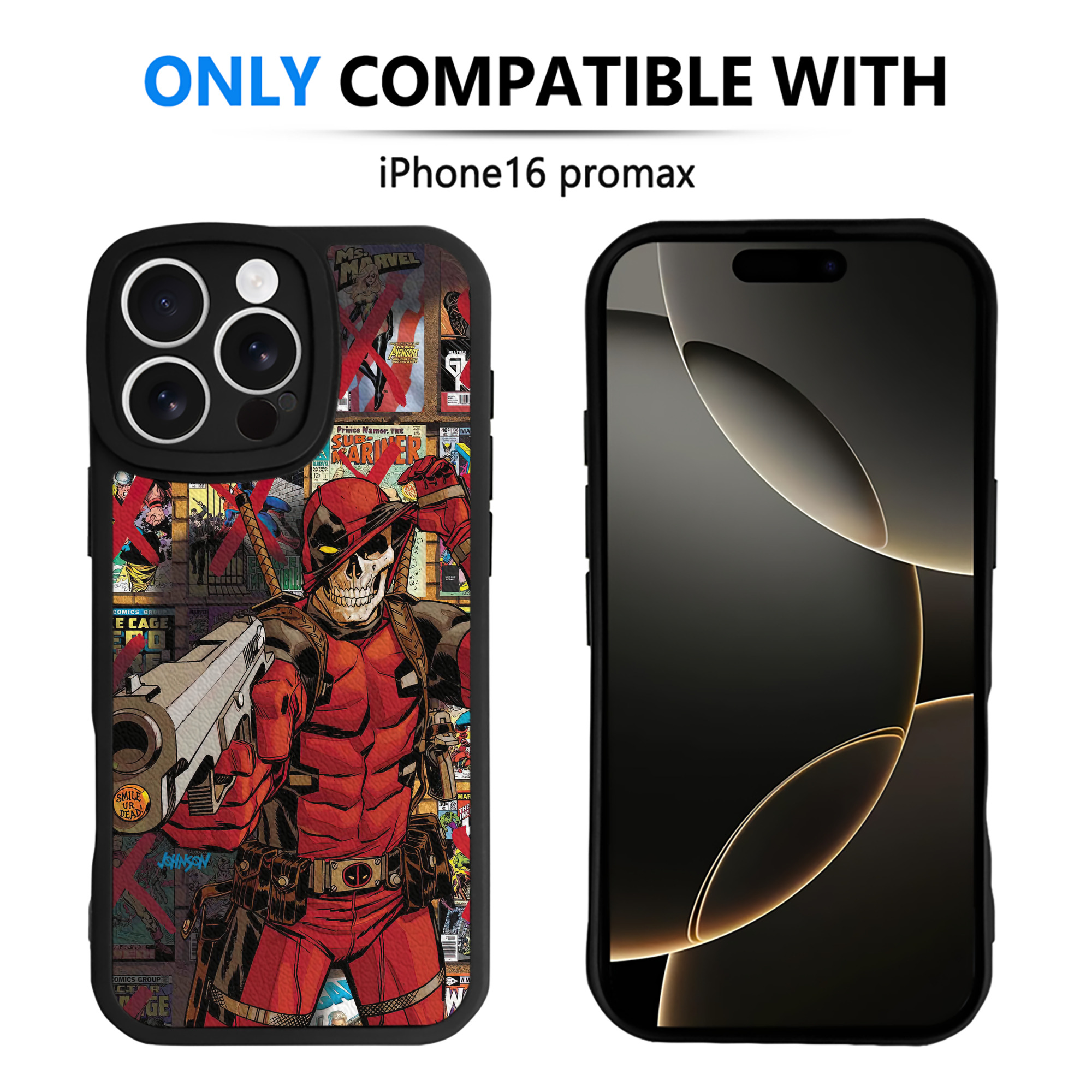 （画像用） Deadpool デッドプール 【iPhone 16シリーズ対応】シリコンスマホケース（レザー調） 材質：シリコン